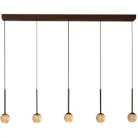 Lucide Lampe suspendue à 5 lumières Calina avec des sphères ambrées