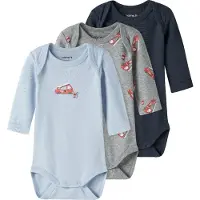 Name it Barboteuse / body marine / bleu clair / gris chiné / rouge sang