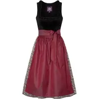 Spieth & Wensky Dirndl 'Gloria' gris / gris foncé / rouge carmin / noir