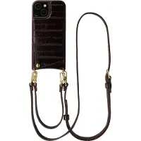 Selencia Nova coque arrière en cuir véritable avec porte-cartes Apple iPhone 15 - Dark Chocolate