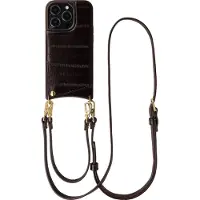 Selencia Nova coque arrière en cuir véritable avec porte-cartes pour Apple iPhone 14 Pro - Dark Chocolate