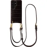 Selencia Nova coque arrière en cuir véritable avec porte-cartes Samsung Galaxy S26 Ultra - Dark Chocolate