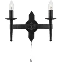 Searchlight Cartwheel - Applique à 2 flammes, fer forgé noir