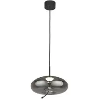 Searchlight Lampe suspendue Verre Lisbon noir avec verre rond fumé