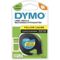 Dymo LetraTag rubans Plastique 12mm x 4m Noir/Jaune (compatible avec LetraTag LT100H)