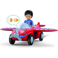 Siku Toddys by 0116, Leo Loopy, Voiture-jouet en 3 parties avec son et lumière, à assembler, figurine mobile incluse, moteur à friction de haute qualité, rouge/gris, à partir de 18 mois