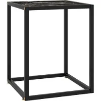 vidaXL Table basse noire avec plateau en verre noir aspect marbre 40 x 40 x 50