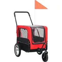 vidaXL remorque vélo 2 en 1 pour chiens et poussette Rouge et noir