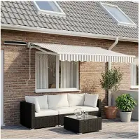 vidaXL Store électrique rétractable gris clair et blanc 3 x 2,5 m