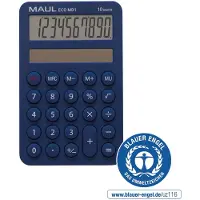 MAUL Calculatrice de poche Solar ECO MD 1 bleu clair (Panneau solaire)