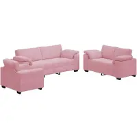 vidaXL Ensemble de canapés 3 pièces avec coussins Rose velours
