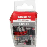 Milwaukee Embouts TX20 SHW 25mm - Boite de 25 - 4932430875