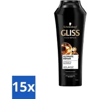 GLISS Shampooing Gliss Ultimate Repair pour une régénération intense 250 ml - Pack avantage - 15 pièces