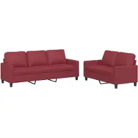 vidaXL Canapé 2 pièces avec coussins vin rouge similicuir