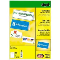 Sigel DP050 - Blanc brillant - 240 x 90 mm - 185 g/m² - 20 unités cartes d'invitation