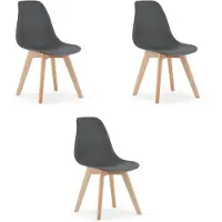 Leobert Chaise - - Kito - Gris Foncé/Pieds Naturels - 46 X 54,5 X 80 Cm - Lot De 3