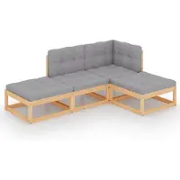 vidaXL Ensemble salon de jardin 4 pièces avec coussins pin massif