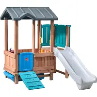 Step2 Woodland Adventure Maison Enfant Avec Toboggan | Aire De Jeux Pour L'Extérieur | Maisonnette / Cabane De Jeu En Plastique