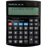 MAUL Tischrechner MTL 700. Art der Hilfsenergie: Solar und Batterie (LR1130). 103 mm x 26 mm, schwarz (Fonctionnement sur piles)