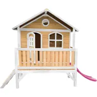 Axi Stef Maison Enfant Avec Toboggan Rose | Aire De Jeux Pour L'Extérieur En Marron & Blanc | Maisonnette / Cabane De Jeu En Bois