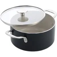 KitchenAid - Coloured Aluminum Casserole with Lid - Matte Black - 20 cm, Poêle + casserole, Noir