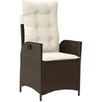 vidaXL Fauteuil de jardin Réglable avec coussins Marron Poly Rattan