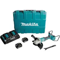Makita DGA 900 PMKX2 Meuleuse d'angle sans fil 36V ( 2x18V ) 230mm Brushless + 2x Batteries 4,0Ah + Chargeur d'ouble + Écrou de serrage rapide ''Ezynut'' + Coffret
