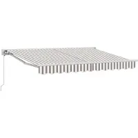 vidaXL Store à enroulement manuel Gris clair et blanc 5 x 3 m