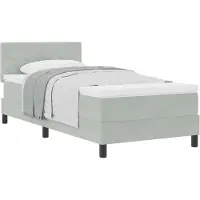 vidaXL Lit boxspring avec matelas gris clair 100 x 200 cm velours