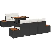 vidaXL Salon de jardin avec coussins 6 pcs noir et beige