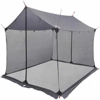 vidaXL Bâche de camping avec parois en filet, gris et orange, 270 x 210 x 210 cm