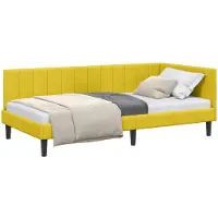 vidaXL Sommier d'angle avec tête de lit jaune 100 cm x 200 cm velours