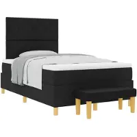 vidaXL Lit boxspring avec tête de lit, noir, 190 x 120 cm, tissu