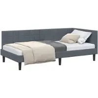 vidaXL Cadre de lit d'angle avec tête de lit gris foncé 90 cm x 200 cm velours