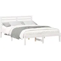 vidaXL Cadre de lit avec tête de lit Blanc 140 x 190 cm Pin massif