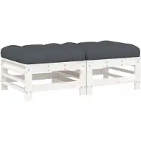 vidaXL Tabouret de jardin avec coussin 2 pcs. Blanc Pin massif