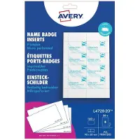Avery Name Badges Printable inserts - Blanc - 60 x 90 mm - 190 g/m² - 160 carte(s) (20 feuille(s) x 8 cartes pour badges