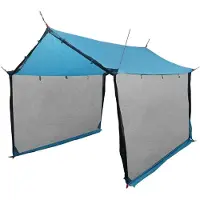 vidaXL Bâche de camping avec parois en filet, bleue, 340 x 260 x 220 cm