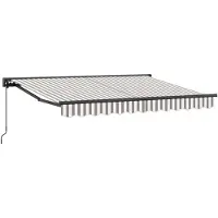 vidaXL Store à enroulement manuel Gris clair et blanc 4,5 x 3,5 m