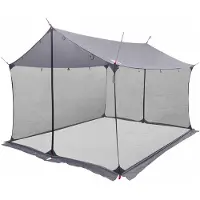 vidaXL Bâche de camping avec parois en filet, gris et orange, 340 x 260 x 220 cm