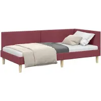 vidaXL Cadre de lit d'angle Bordeaux 90 cm x 190 cm Tissu et contreplaqué