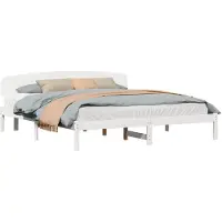 vidaXL Cadre de lit avec tête de lit blanc 200 x 200 cm Pin massif