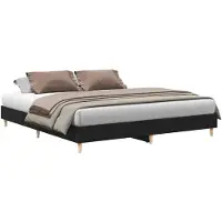 vidaXL Cadre de lit noir aspect chêne 203 x 163 x 25 cm Matériau dérivé du bois