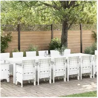 vidaXL Ensemble de jardin pour repas, 15 pièces, blanc, rotin synthétique
