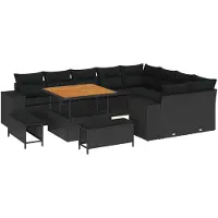 vidaXL Ensemble de canapés de jardin , 12 pièces, en résine tressée noire