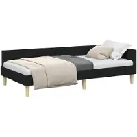 vidaXL Cadre de lit d'angle noir 100 x 200 cm Tissu