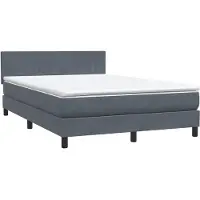 vidaXL Lit boxspring avec matelas gris foncé 160x210 cm velours