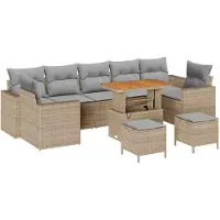 vidaXL Ensemble de canapés de jardin , 10 pièces, 9 places, beige et gris clair