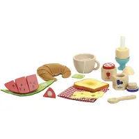 Vilac Set petit déjeuner Jour de Marché - - 3-6 ans - Bois et feutrine - 12 pièces