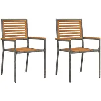 vidaXL Chaises de jardin empilables, lot de 2, marron et gris, 54 x 56 x 90 cm